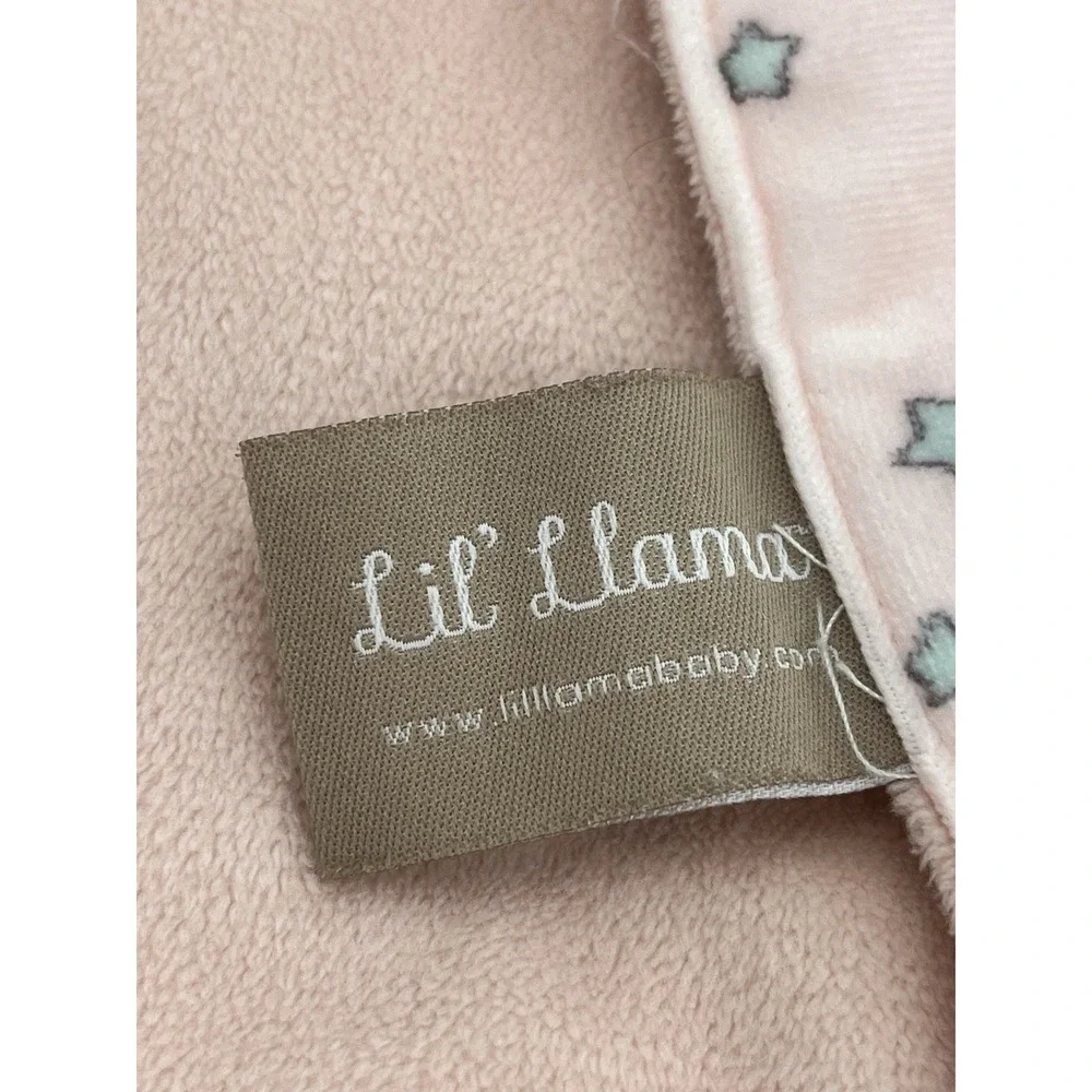 Lil' Llama Baby Blanket Pink Bobbles Hem Stars Teal Yellow I Love Ewe 28